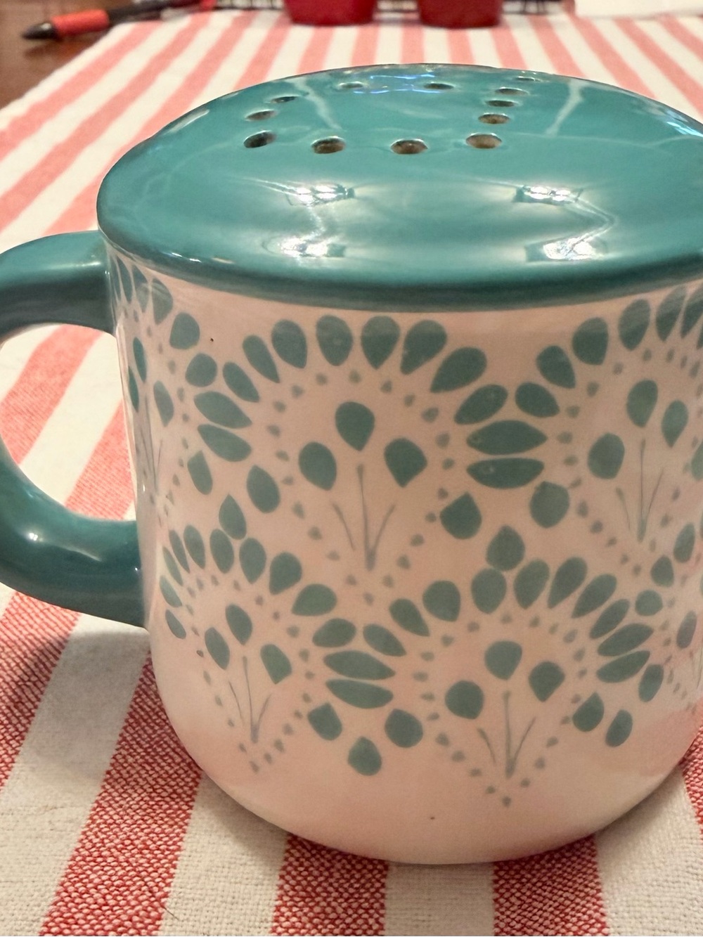 The Pioneer Woman Teal and White Ceramic Pepper Shaker
